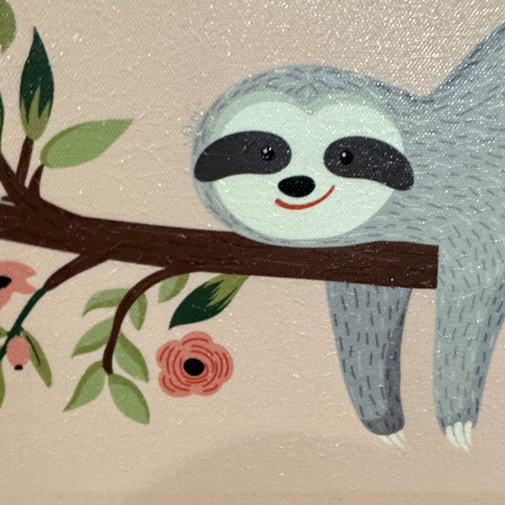 Sloth Canvas Art - Gray and Pink NWOT - Picture 2 of 4